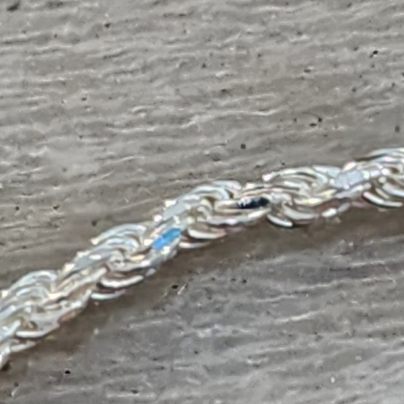 8" Sterling Silver 925 Rope Chain Bracelet Italy Lobster Clasp - Picture 7 of 8